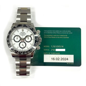 Rolex Cosmograph Daytona 126500LN Wristwatch, Oyster Bracelet, White "Panda" Dial, Tachymeter Bezel