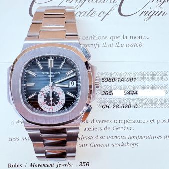 2008 Patek Philippe Nautilus Chronograph, 40.5mm, Stainless Steel, Blue Dial, 5980/1A-001, Box & Papers