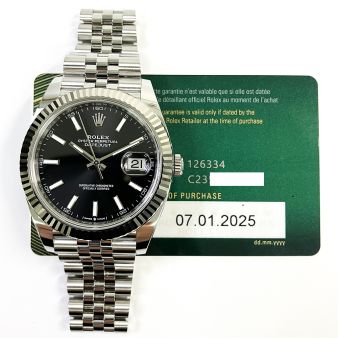 2025 Rolex Datejust 41 126334, Steel & White Gold, Black Dial, Box & Papers