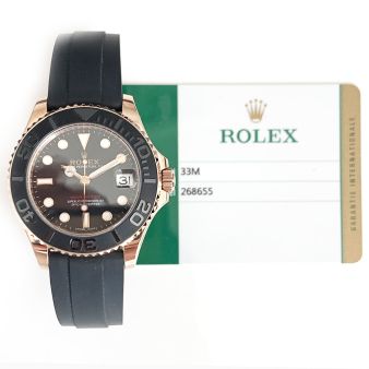 2018 Rolex Yacht-Master 37 268655, Rose Gold, Intense Black Dial, Box & Papers