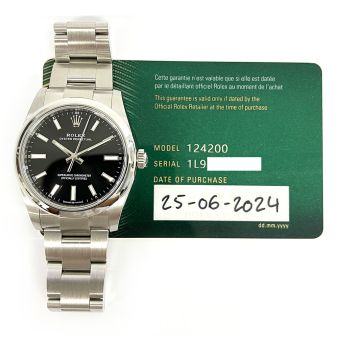 2024 Rolex Oyster Perpetual 34, Stainless Steel, Black Dial, 124200, Box & Papers