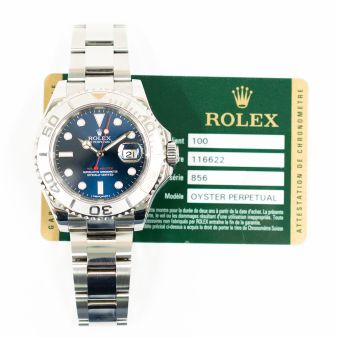 2014 Rolex Yacht-Master 40, 116622, Steel & Platinum, Blue Dial, Oyster Bracelet, Box & Papers