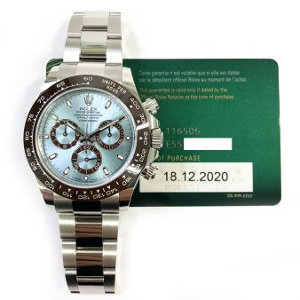 2020 Rolex Cosmograph Daytona 116506, 40mm, Platinum, Ice Blue, Box & Papers