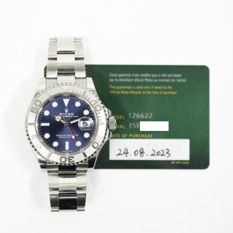 2023 Rolex Yacht-Master 40, 126622, Steel & Platinum, Bright Blue Dial, Oyster Bracelet, Box & Papers