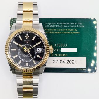 2021 Rolex Sky-Dweller, 326933, 42mm, Steel & Gold, Black Dial, Oyster Bracelet, Box & Papers
