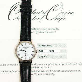 2011 Patek Philippe Calatrava, 7119G-010, 31mm, White Gold, White Roman Dial, Papers Only