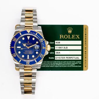 2013 Rolex Submariner Date 'Bluesy', 116613LB, 40mm, Steel & Gold, Blue Dial, Oyster Bracelet, Box & Papers