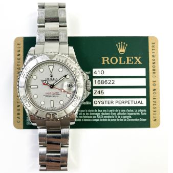 2007 Rolex Yacht-Master 35 168622, Steel & Platinum, Platinum Dial, Box & Papers