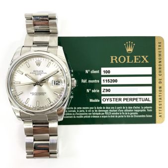 Rolex Date 34mm 115200 Stainless Steel Silver Index, Oyster 