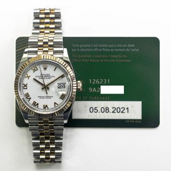 2021 Rolex Datejust 36, 126231, Steel & Gold, White Roman Dial, Jubilee Bracelet, Box & Papers