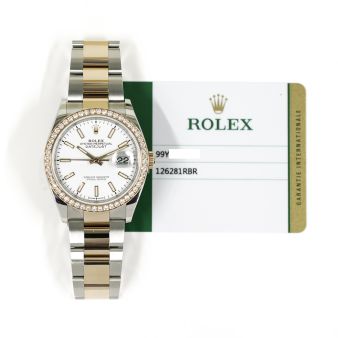 2019 Rolex Datejust 36, 126281RBR, Steel & Gold, White Dial, Oyster Bracelet, Box & Papers