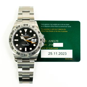 2023 Rolex Explorer II, 226570, 42mm, Steel, Black Dial, Oyster Bracelet, Box & Papers