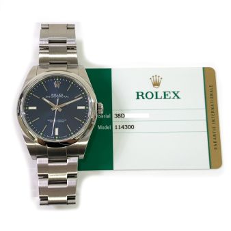 Rolex Oyster Perpetual 114300 Wristwatch, Oyster Bracelet, Black Index Dial, Smooth Bezel