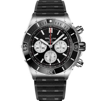 Breitling, Super Chronomat B01 44, AB0136251B1S1 Wristwatch, Black Dial, Black Rubber Strap