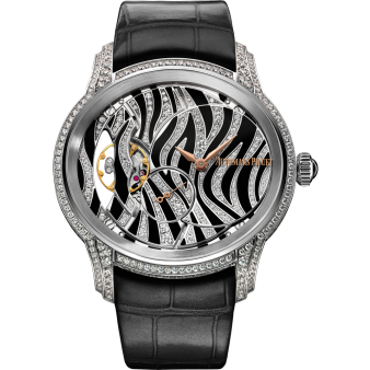 Audemars Piguet, Millenary Hand-Wound, 77249BC.ZZ.A102CR.01 Wristwatch, Zebra Skeleton Dial, Black leather strap
