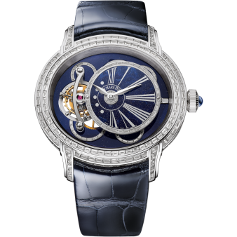 Audemars Piguet, Millenary Tourbillion, 26381BC.ZZ.D312CR.01 Wristwatch, Blue Skeleton Dial, Blue Leather Strap