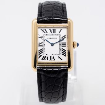 Cartier Tank Solo W5200002 Wristwatch, Silver Roman, Leather Strap
