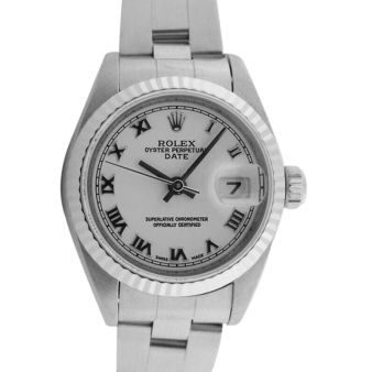 Rolex Lady Date Watch | White Roman Dial 69174 | Watch Chest