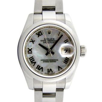 Rolex Lady Datejust Steel Mother of Pearl Roman Dial 179160 Rehaut Oyster Watch Chest