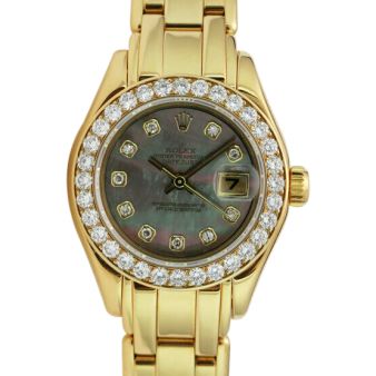 Rolex Lady Pearlmaster Tahitian Mother of Pearl Diamond Bezel 69298 Watch Chest