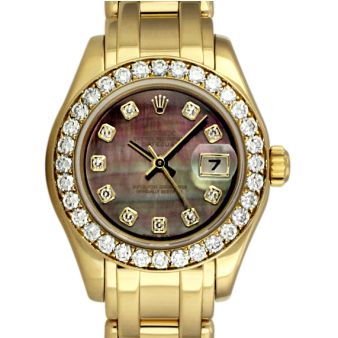 Rolex Lady Pearlmaster Tahitian Mother of Pearl Diamond Bezel 69298 Watch Chest