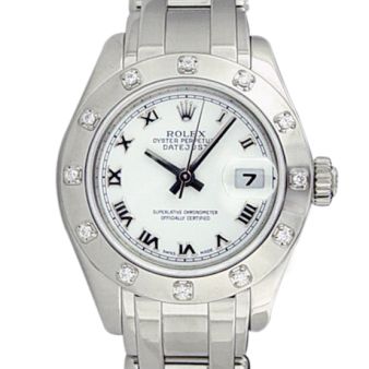 Rolex Women's Pearlmaster 29 80319 Wristwatch, Pearlmaster Bracelet, White Roman Dial, Pearlmaster Diamond Bezel
