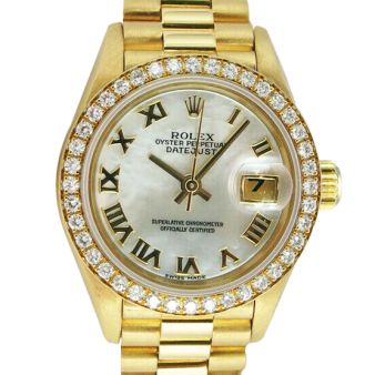 Rolex Lady President Mother of Pearl Diamond Bezel 69178 Watch Chest