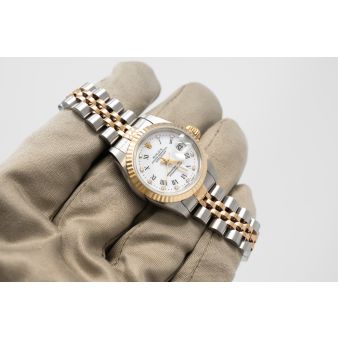 Rolex Lady-Datejust, White Roman Diamond Dial, Steel & Gold, 69173