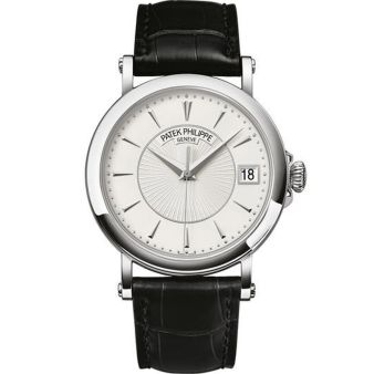 Patek Philipe 5153G-010 Wristwatch, Silver Dial, Black Leather Strap