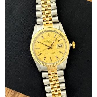 Rolex Datejust 36 16013 Wristwatch, Steel & Gold, Champagne Linen Dial, Jubilee Bracelet, Box Only, Renewed
