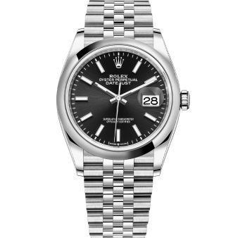 Rolex Datejust 36 126200 Wristwatch, Jubilee Bracelet, Bright Black Dial, Domed Bezel