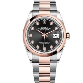 Rolex Datejust 36 126201 Wristwatch Oyster Bracelet Bright Black Diamond Dial Smooth Bezel