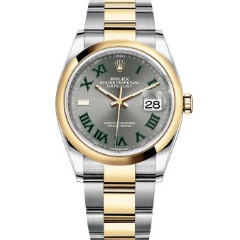 Rolex Datejust 36 126203 Wristwatch Oyster Bracelet Slate Roman Dial Domed Bezel