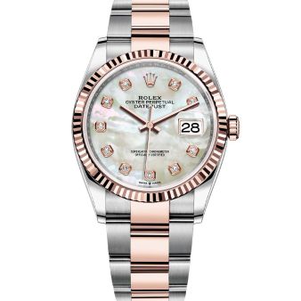 Rolex Datejust 36 126231 Wristwatch Oyster Bracelet Mother of Pearl Diamond Dial Fluted Bezel