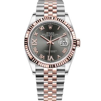 Rolex Datejust 36 126231 Wristwatch Jubilee Bracelet Slate Roman VI/IX Diamond Dial Fluted Bezel