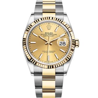Rolex Datejust 36 126233 Wristwatch Oyster Bracelet Champagne Dial Fluted Bezel