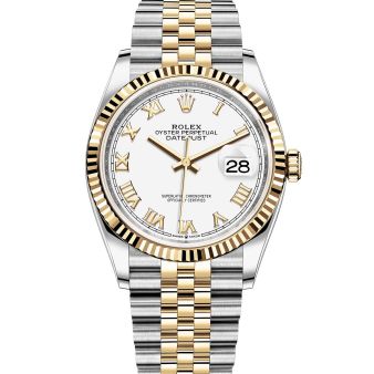 Rolex Datejust 36 126233 Wristwatch Jubilee Bracelet White Roman Dial Fluted Bezel