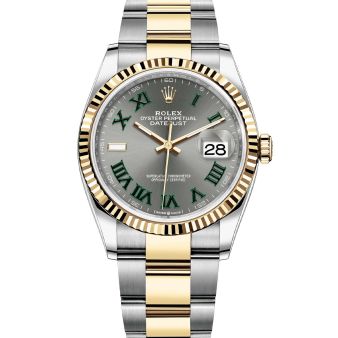 Rolex Datejust 36 126233 Wristwatch Oyster Bracelet Slate Roman Dial Fluted Bezel