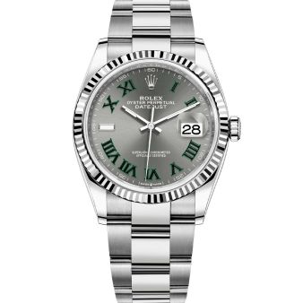 Rolex Datejust 36 126234 Wristwatch, Oyster Bracelet, Slate Roman Dial, Fluted Bezel