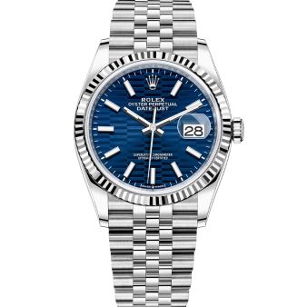 Rolex Datejust 36 126234 Wristwatch, Jubilee Bracelet, Bright Blue Fluted Motif Dial, Fluted Bezel