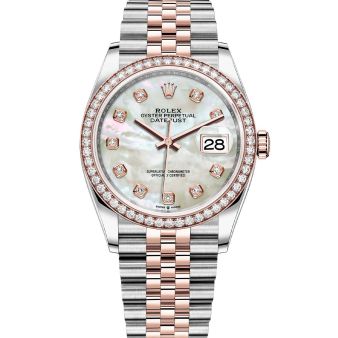 Rolex Datejust 36 126281RBR Wristwatch Jubilee Bracelet Mother of Pearl Diamond Dial Diamond Bezel
