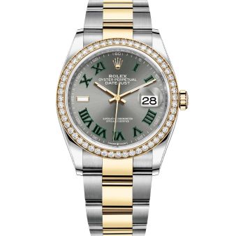 Rolex Datejust 36 126283RBR Wristwatch Oyster Bracelet Slate Roman Dial Diamond Bezel