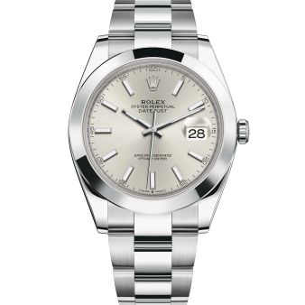 Rolex Datejust 41 126300 Wristwatch, Oyster Bracelet, Silver Dial, Domed Bezel