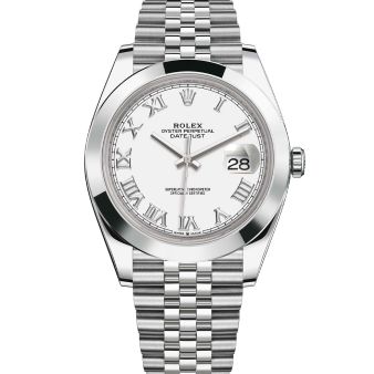 Rolex Datejust 41 126300 Wristwatch Jubilee Bracelet White Roman Dial Domed Bezel