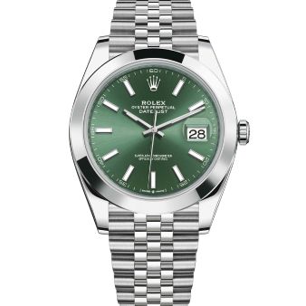 Rolex Datejust 41 126300 Wristwatch Jubilee Bracelet Mint Green Dial Domed Bezel