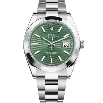 Rolex Datejust 41 126300 Wristwatch Oyster Bracelet Mint Green Fluted Motif Dial Domed Bezel