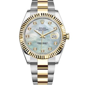 Rolex Datejust 41 126333 Wristwatch Oyster Bracelet Mother of Pearl Diamond Dial Fluted Bezel