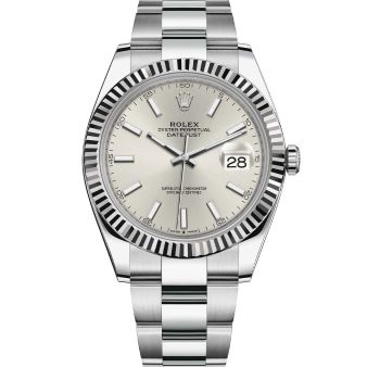 Rolex Datejust 41 126334 Wristwatch Oyster Bracelet Silver Dial Fluted Bezel