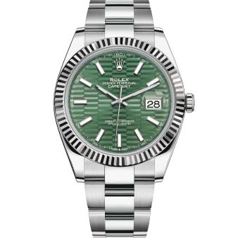 Rolex Datejust 41 126334 Wristwatch Oyster Bracelet Mint Green Fluted Motif Dial Fluted Bezel