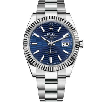 Rolex Datejust 41 126334 Wristwatch Oyster Bracelet Bright Blue Fluted Motif Dial Fluted Bezel